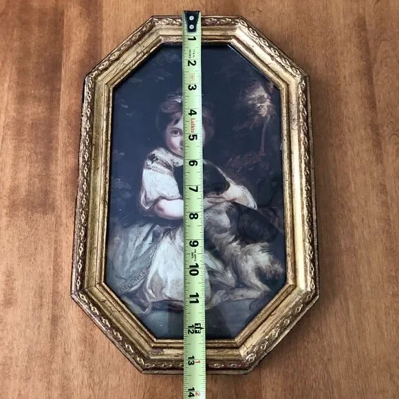 VINTAGE Miss Jane Bowles & Her Dog Joshua Reynolds Gold Framed Italy Italianate - Picture 4 of 8